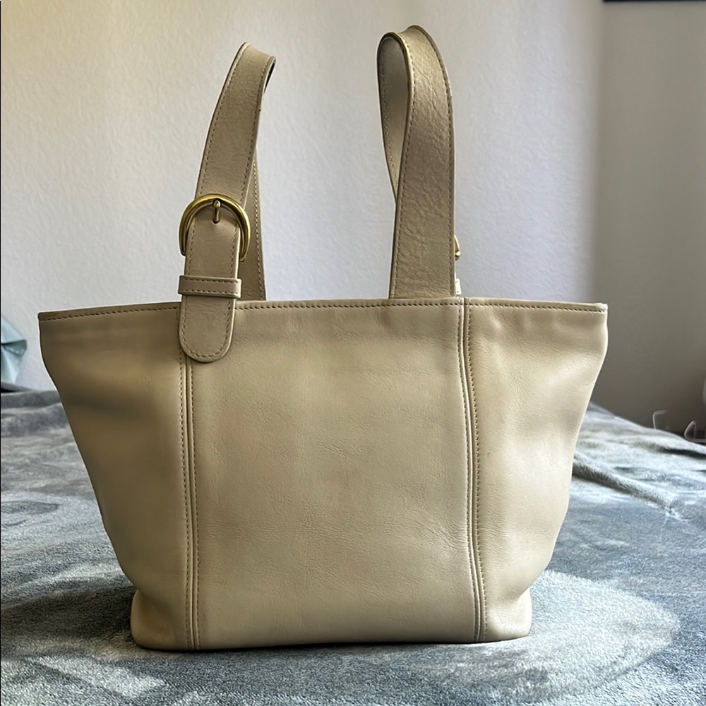 Coach Cream Shoulder Bag with Structured Design
